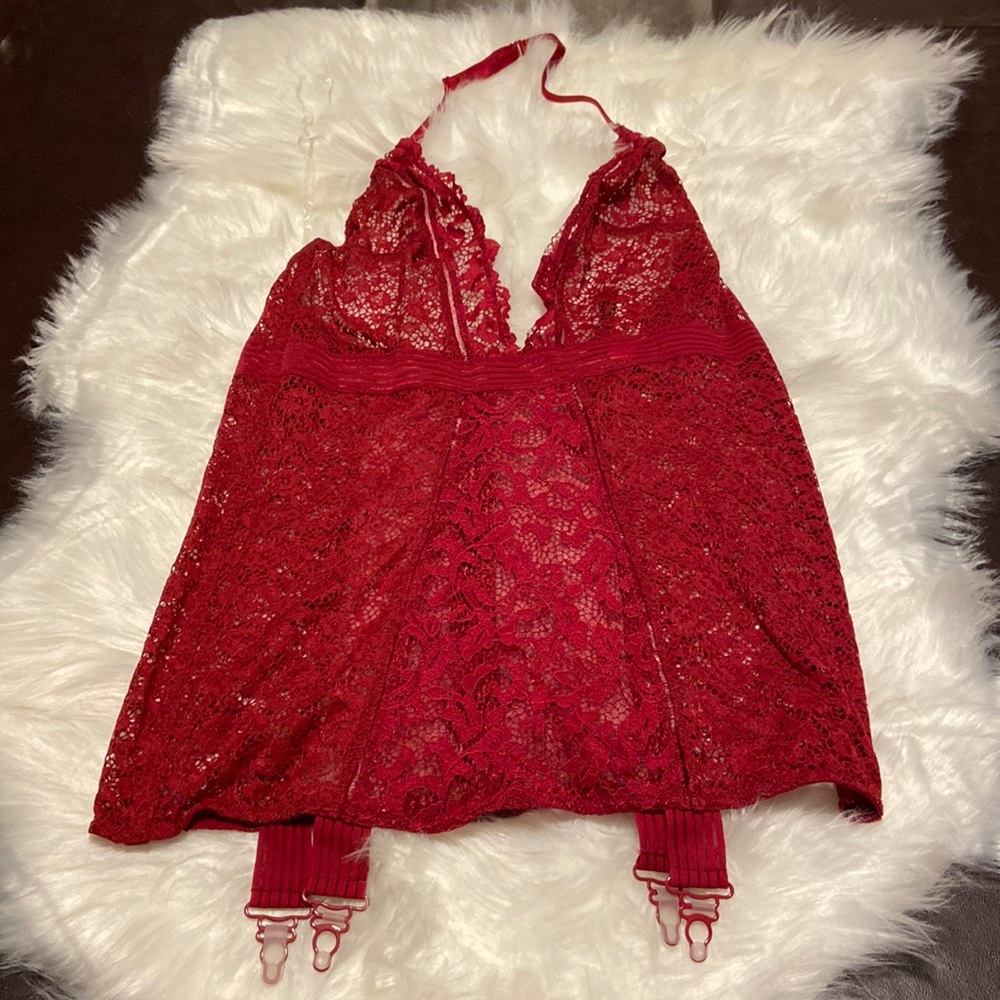 VS NWT Victoria’s Secret red very sexy lace garter slip size L large lingerie - Picture 2 of 8